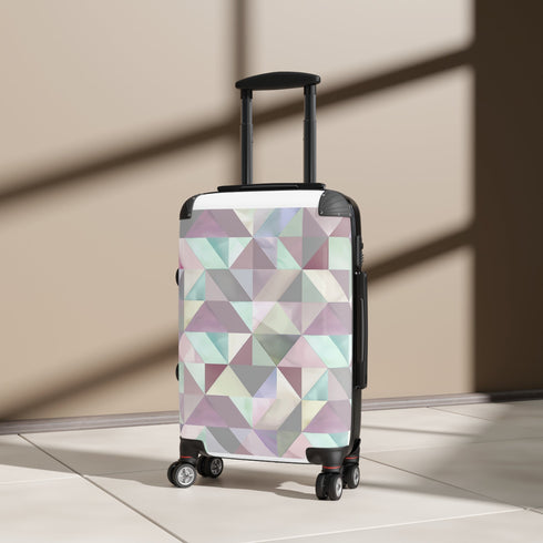 Pastel geometric small black suitcase for stylish travel accessories shoppers.