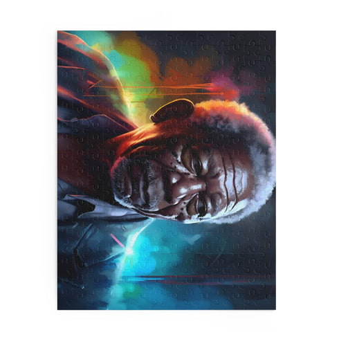 Neon watercolor Morgan Freeman puzzle for art lovers and fans.