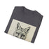 Geometric fox portrait t-shirt in charcoal for men and women.