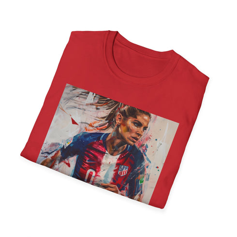 Striking Alex Morgan Soccer Portrait T-shirt in Charcoal for Men.