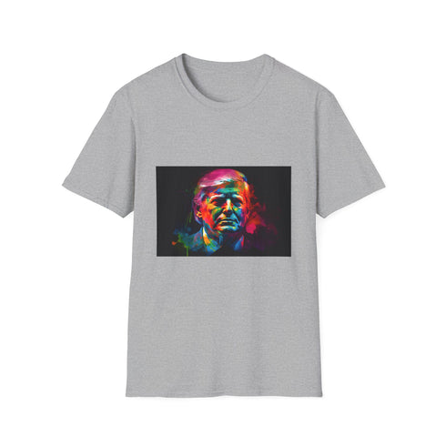Political Icon in Vibrant Hues T-shirt, Charcoal variant, size S.