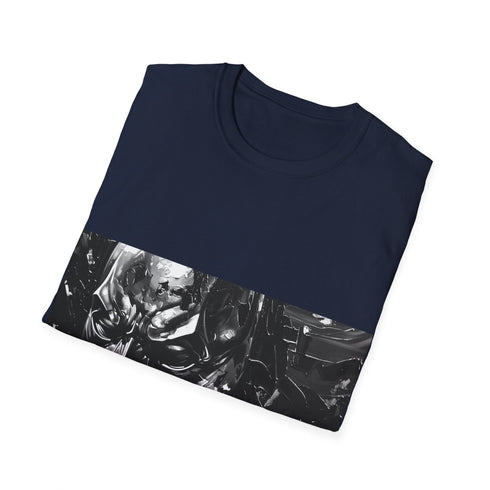 Charcoal cotton crew neck t-shirt with bold Batman Dark Knight design