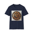 Charcoal steampunk t-shirt with intricate clockwork design and soft cotton fabric