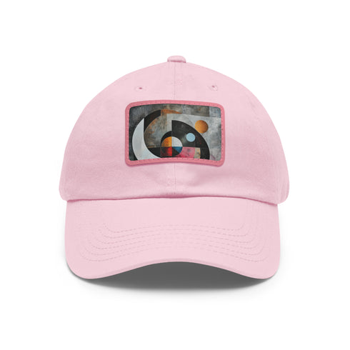 Stylish white snapback cap with bold geometric design.