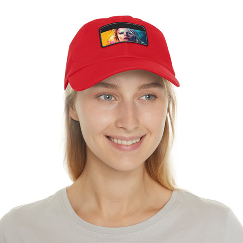 Neon Dream Margot Cap in White with Light Brown Patch and Rectangle Shape.