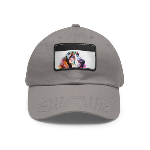 Basset Hound cute cotton baseball cap in white and light brown.