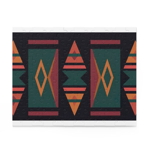 Explore Aztec culture with vibrant jigsaw puzzle featuring intricate pattern design