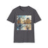 Charcoal watercolor t-shirt with iconic Paris Louvre design in regular fit