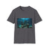 Charcoal cotton t-shirt featuring underwater sunken civilization graphic regular fit crew neck