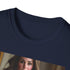 Charcoal cotton T-shirt featuring brushstroke portrait of Kate Middleton