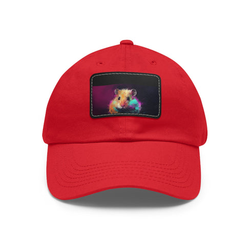 Neon hamster bliss baseball cap in white with light brown patch.