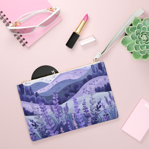 Lavender Fields Clutch Bag with delicate floral pattern for elegance.