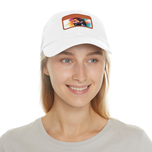 Neon Dreams Bradley Cooper Watercolor Cap in White Light Brown Rectangle