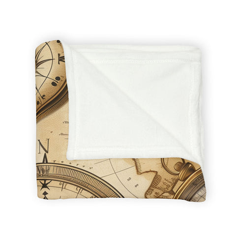 Vintage Cartography Explorer Maps Seamless Plush Fleece Throw Blanket - View 8 | Prints With Passion