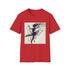 Charcoal crew neck cotton t-shirt featuring dancer silhouette with musical notes