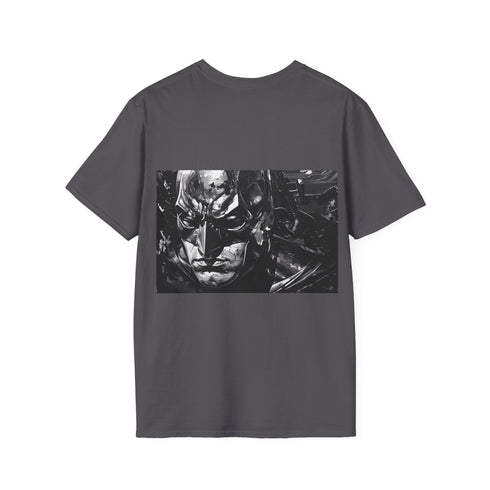 Charcoal Batman t-shirt with detailed Gotham City design and crew neck fit