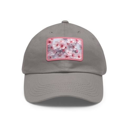 3D Cherry Blossom Dreams Seamless Baseball Cap, White/Light Brown Rectangle variant