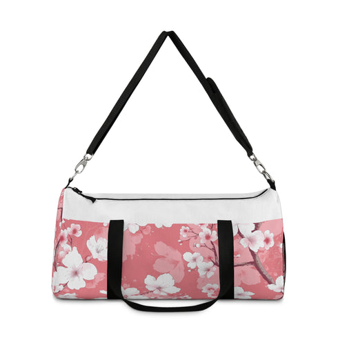 Cherry Blossom Print Small Duffel Bag All Over Pink White Pattern