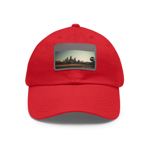 Angkor Wat Tribute Cap with light brown patch, rectangular shape.