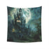 Moonlit Kingdom Fantasy Castle Tapestry: Majestic castle in moonlit forest, perfect for all seasons. Shop now!