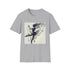 Charcoal cotton T-shirt displaying a dancer's silhouette with musical notes