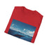 Minimalist whale graphic charcoal t-shirt, perfect for summer ocean vibes.