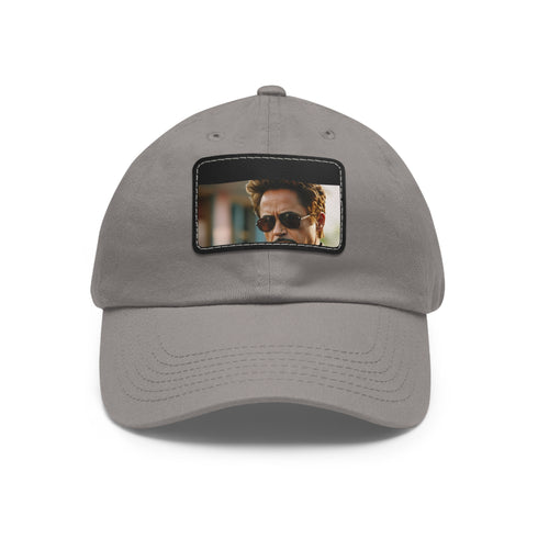 Iron Shades Snapback Cap in White with Light Brown Patch Icon