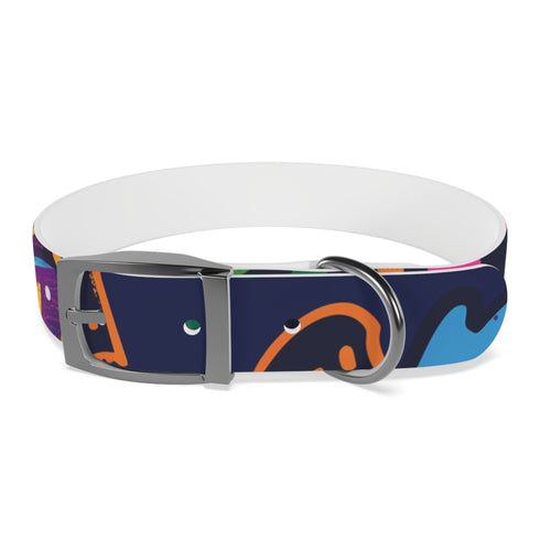 Neon graffiti dog collar for M dogs in black onyx.