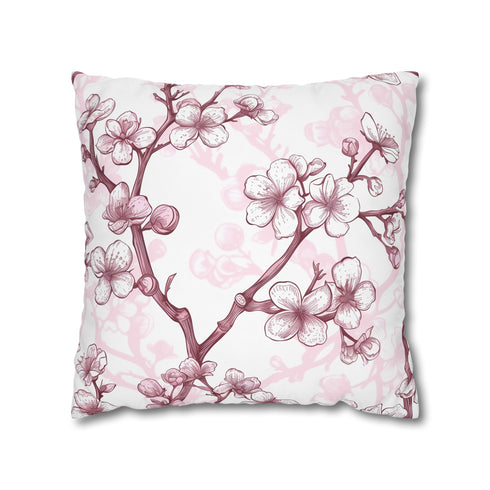 Beautiful Pink & White Cherry Blossom Pillowcase - Tranquil bedroom decor with seamless pattern in lovely shades of pink and white