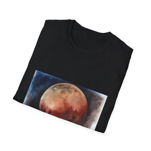Red Planet Watercolor Hues T-Shirt Charcoal S Regular Fit.