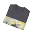 Charcoal cotton T-shirt with vivid watercolor bumblebee design for nature lovers