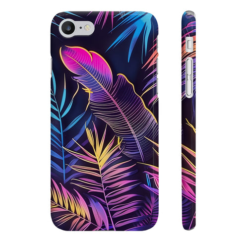 Neon Palm & Leaf Phone Case - iPhone 7 Plus Glossy