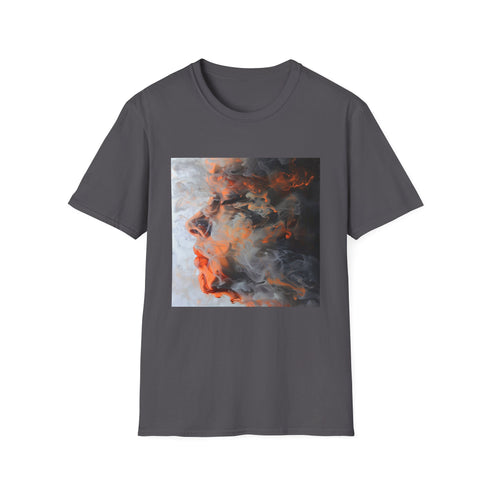 Abstract smoke art charcoal t-shirt with soft cotton crew neck design