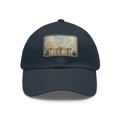Buckingham Palace watercolor cap in white with light brown patch.