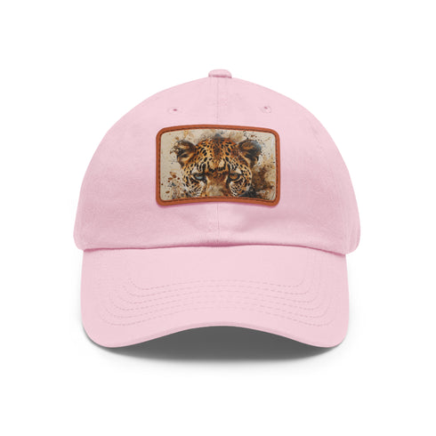 Wildlife Cheetah Snapback Cap, White / Light Brown vegan cotton hat.