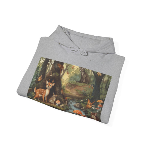 Woodland Enchantment Navy Forest Hoodie, Serene Men's/Women's DTG Hoodie.