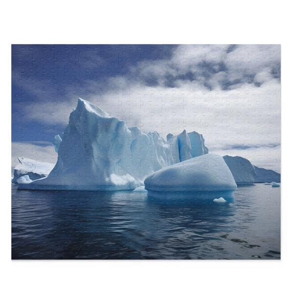Antarctic ice jigsaw puzzle featuring icebergs, glaciers, and snowy landscapes.