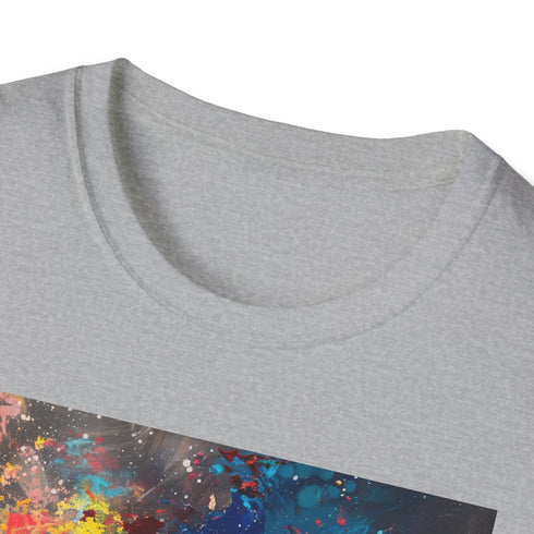 Blue Planet Earth painting t-shirt, charcoal, crew neck, DTG, regular fit