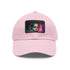 Neon watercolor cotton baseball cap with light brown rectangle patch.