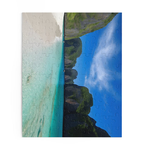 Vibrant Maya Bay jigsaw puzzle with crystal-clear waters and lush greenery.