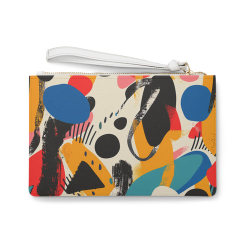 Abstract Bright Pattern Clutch in Bold Neon Colors and Geometric Design