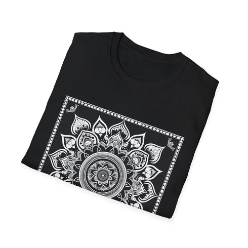 Serene Mandala Charcoal T-Shirt: Inner Peace Journey Regular Fit Men Women