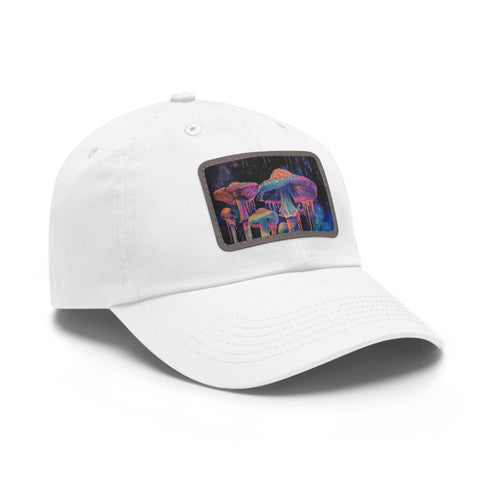 Psychedelic Mushroom Trucker Hat in White with Light Brown Patch