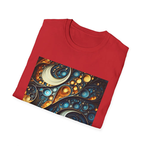 Charcoal fractal pattern cotton T-shirt with crew neck and regular fit