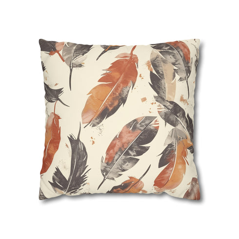 Boho Feathers Pillow Case - Add Bohemian Charm to Your Bedroom Decor with Soft Feather Pattern - Muted Colors - Enchanting Design