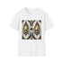 Charcoal cotton T-shirt with vibrant geometric art deco pattern perfect for summer