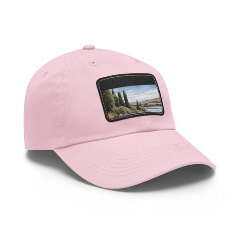 Kiwi Lake Adventure Cotton Baseball Cap White Light Brown Patch Unisex