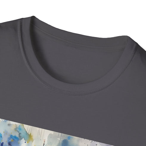 Charcoal crew neck cotton t-shirt with watercolor Big Ben print