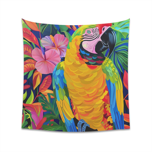 Vibrant Tropical Parrot Tapestry: High-Quality, Stylish Home Decor - Perfect Gift