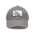 Hand-drawn floral white rectangle baseball cap with light brown patch design.